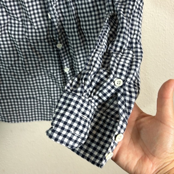 J. Crew Perfect Button Down Shirt Gingham Black White size 0 - Picture 6 of 9